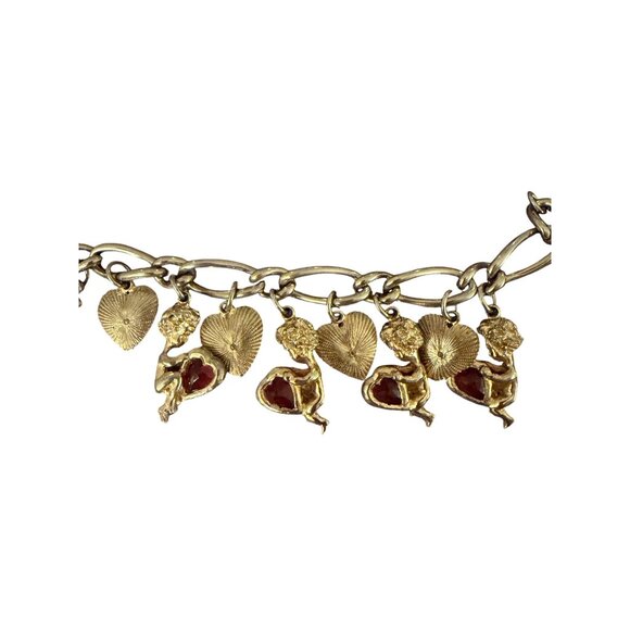 Vintage Womens Gold-toned Charm Bracelet Chunky Chain Multiple Dangling Charms - Picture 12 of 16